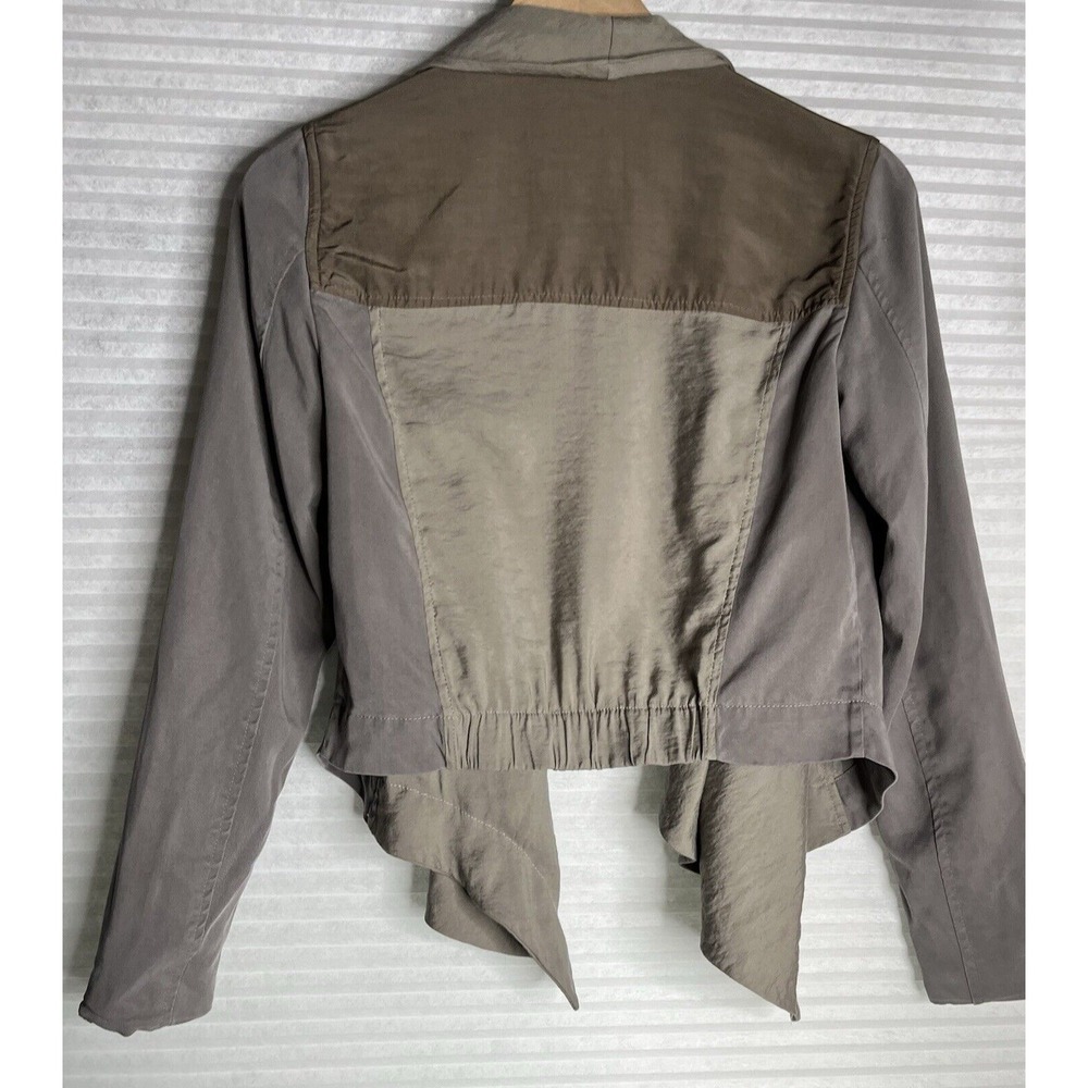 ALL SAINTS Kwar cropped long sleeve jacket khaki  block green tan Women Size 2 - Picture 11 of 13